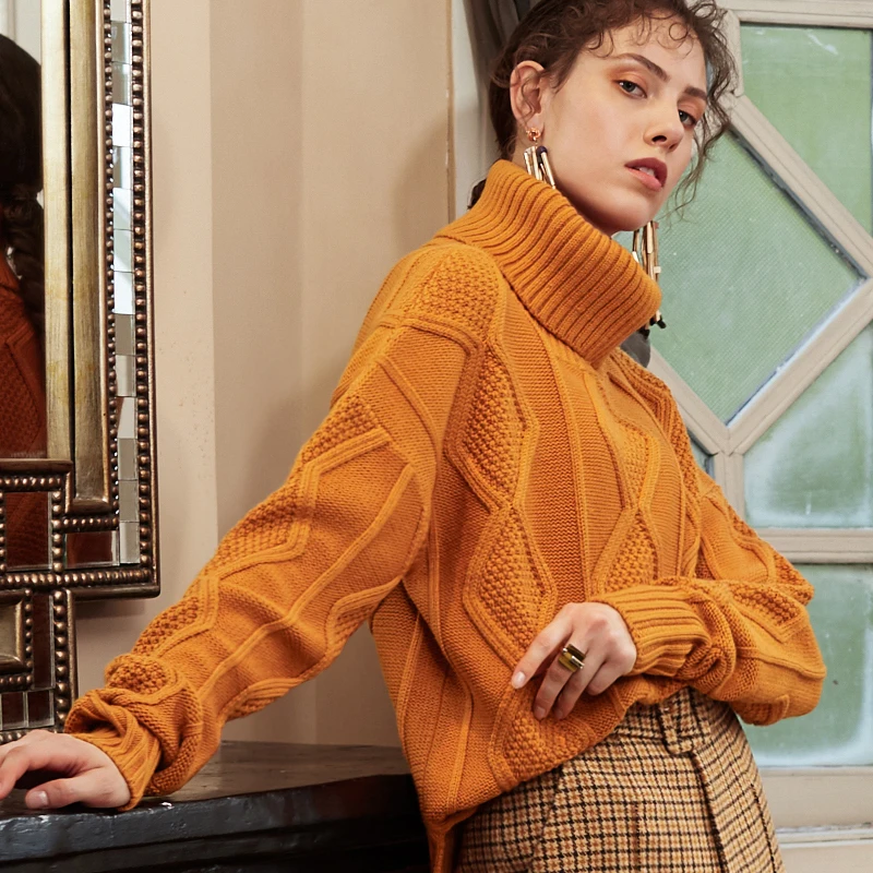 Retro Twisted Knitted Sweaters Women Casual turtleneck sweater Loose Long Sleeve cashmere Sweater Female Solid Color Oversize
Retro Twisted Knitted Sweaters Women Casual turtleneck sweater Loose Long Sleeve cashmere Sweater Female Solid Color Oversize