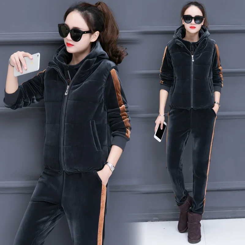 Women Tracksuit Sportswear Winter Fleece Thick Velvet Sweater Hoodies Sweatshirt+pants+vest Female Running Jogging Leisure Set
Women Tracksuit Sportswear Winter Fleece Thick Velvet Sweater Hoodies Sweatshirt+pants+vest Female Running Jogging Leisure Set