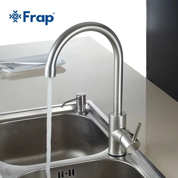 Frap Hot and Cold Water Classic kitchen faucet Space Aluminum brushed process swivel