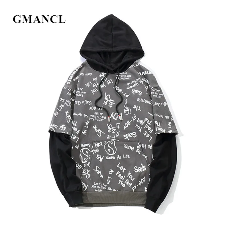 GMANCL Hooded Fake two pieces Patchwork Men Sweatshirts Letter printed Casual Hip hop Streetwear Loose Cotton Hoodies Pullover
GMANCL Hooded Fake two pieces Patchwork Men Sweatshirts Letter printed Casual Hip hop Streetwear Loose Cotton Hoodies Pullover