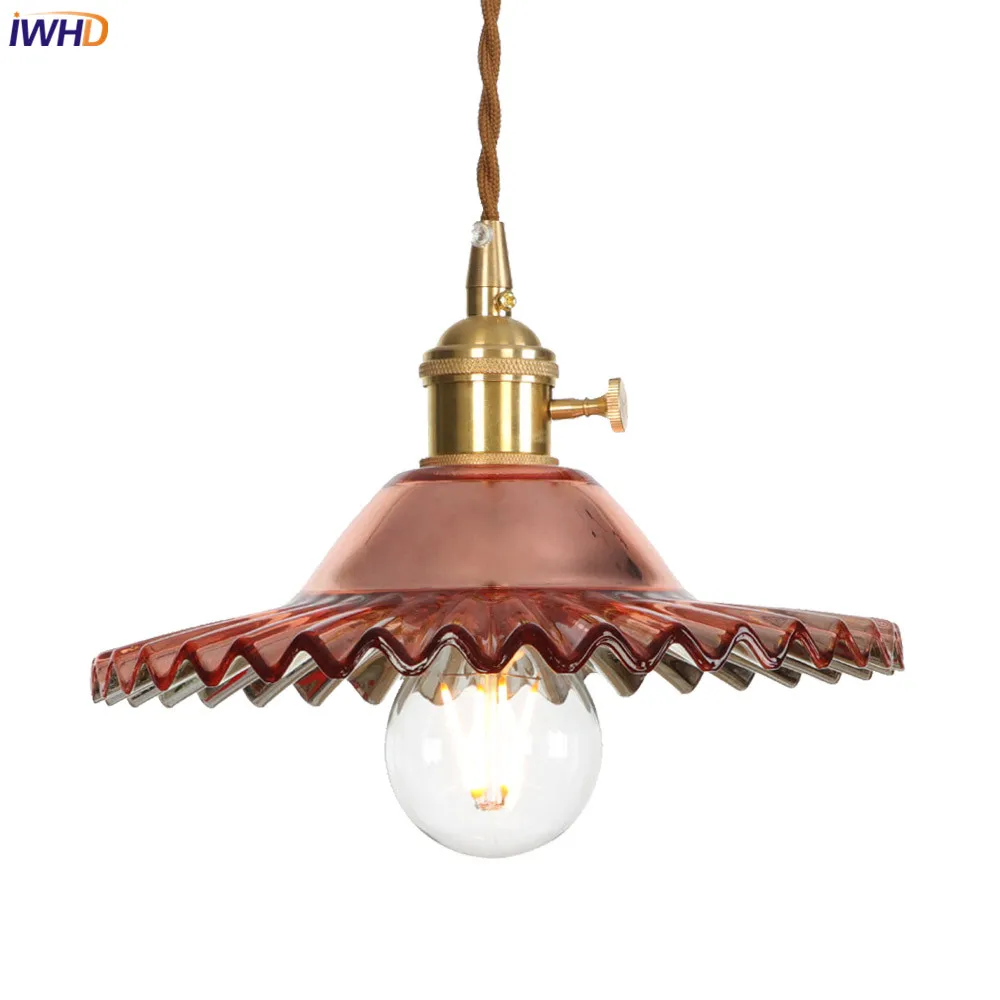 

IWHD Modern Nordic Copper Pendant Lights LED Vintage Loft Hanglamp Switch Retro Industrial Hang Lamp Fixtures Industrial Lamp