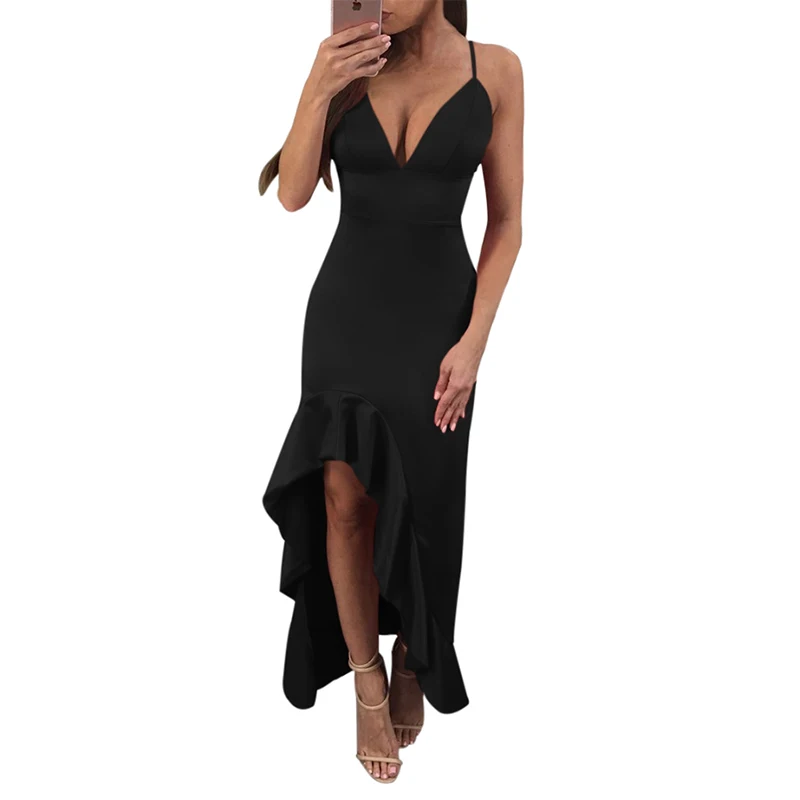 Women's Dress Black Red Spaghetti Straps V Neck Backless Ruffle Mermaid Dress Sexy 2018 Women Party Bandage Dress Plus Size
Women's Dress Black Red Spaghetti Straps V Neck Backless Ruffle Mermaid Dress Sexy 2018 Women Party Bandage Dress Plus Size