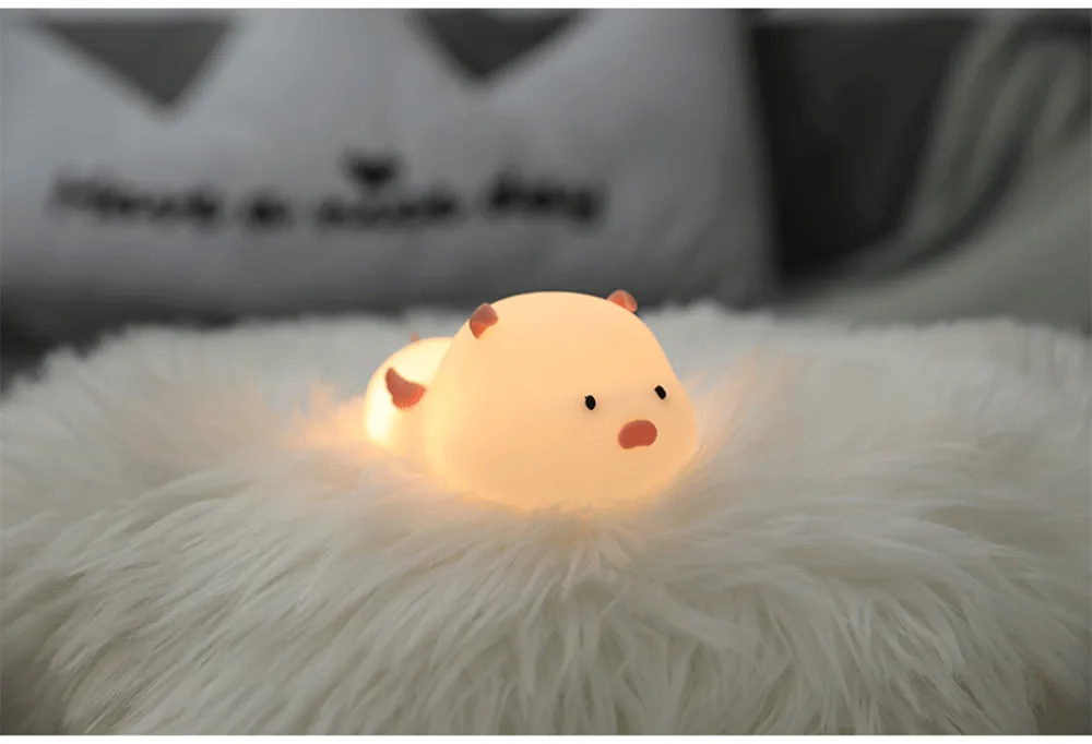 SuperNight Cute Pig LED Night Light Colorful Timing Dimmable Magnetic USB Silicone Bedroom Bedside Lamp for Children Kids Baby (15)