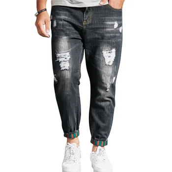 New Men's Harem Jeans Washed Feet Shinny Denim Pants Hip Hop Sportswear Casual Mid Waist Joggers Pants 28-40
New Men's Harem Jeans Washed Feet Shinny Denim Pants Hip Hop Sportswear Casual Mid Waist Joggers Pants 28-40