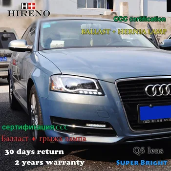 Hireno Headlamp for 2008-2012 Audi A3 Headlights LED Headlight Assembly DRL Angel Lens Double Beam HID Xenon 2pcs