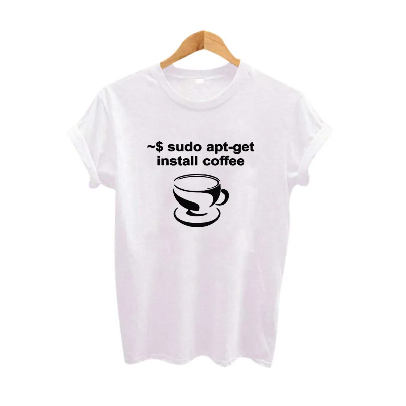 Sudo Apt-Get Install Program Coffee Graphic Tees Women T shirt Tumblr Hipster Punk Tee shirt femme Black White
Sudo Apt-Get Install Program Coffee Graphic Tees Women T shirt Tumblr Hipster Punk Tee shirt femme Black White