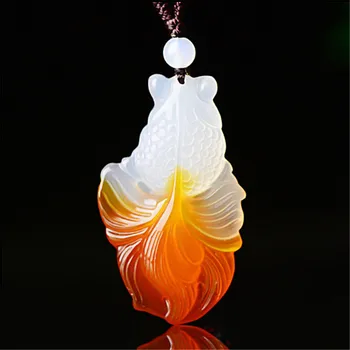 HFANCYW Trendy Natural Beautiful Onyx Chalcedony Carving Goldfish Pendant Necklace for Female Jewelry + Beads Necklace Wholesale
HFANCYW Trendy Natural Beautiful Onyx Chalcedony Carving Goldfish Pendant Necklace for Female Jewelry + Beads Necklace Wholesale