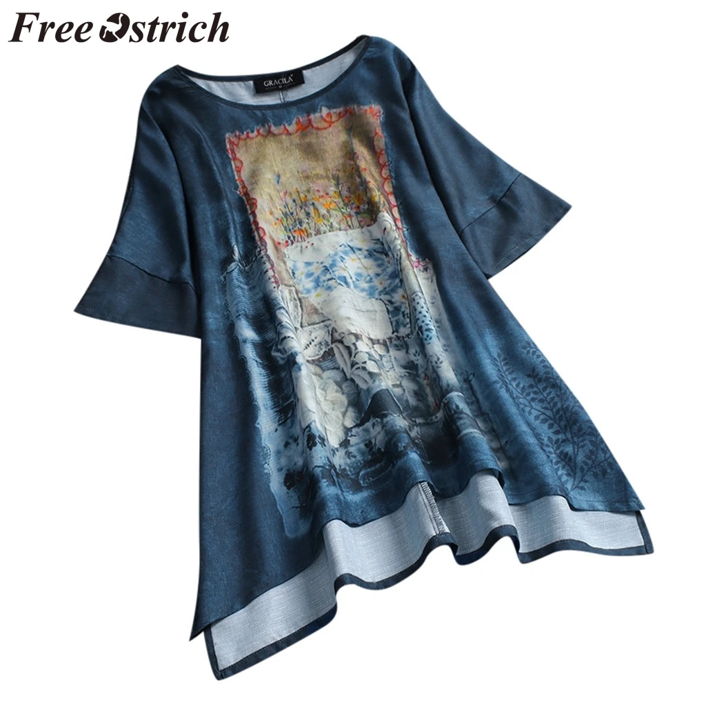 FREE OSTRICH Women Shirts Plus Size Loose Linen Short Sleeve Print Button Tunic Retro Honorable Elegant Summer Blouse Shirts
FREE OSTRICH Women Shirts Plus Size Loose Linen Short Sleeve Print Button Tunic Retro Honorable Elegant Summer Blouse Shirts