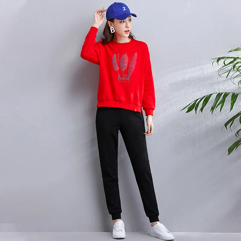 2019 new fashion bigger size loose version Printing Flower Hooide Pink Pullover Grey Pants Womens Casual Hooide Long Sleeve for
2019 new fashion bigger size loose version Printing Flower Hooide Pink Pullover Grey Pants Womens Casual Hooide Long Sleeve for