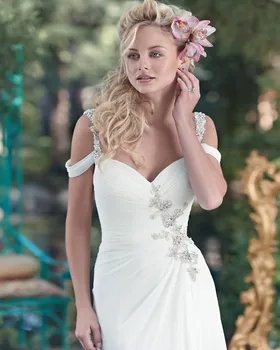 Simple Wedding Dresses White Chiffon with Beaded Spaghetti Strap A-Line Sweep Train Bridal Gowns Ruffle Garden Vestido De Noiva
Simple Wedding Dresses White Chiffon with Beaded Spaghetti Strap A-Line Sweep Train Bridal Gowns Ruffle Garden Vestido De Noiva
