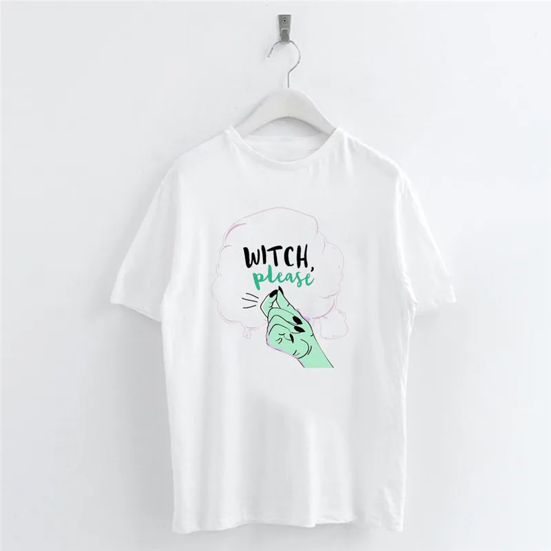 Witch Please Women T-shirts Round Neck Short Sleeve Letters Green Hand Printed T Shirts Summer Cute Female T-shirt Wholesale
Witch Please Women T-shirts Round Neck Short Sleeve Letters Green Hand Printed T Shirts Summer Cute Female T-shirt Wholesale
