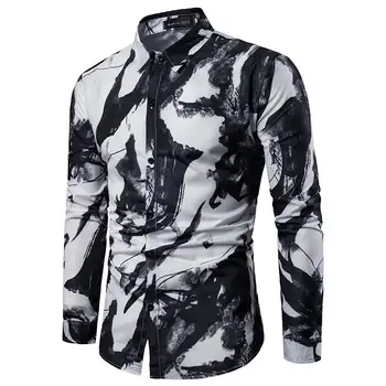 Casual Mens Shirts Long sleeve Fashion ink printing Shirt Men Slim fit Blouse Mens clothing Turn-down collar New
Casual Mens Shirts Long sleeve Fashion ink printing Shirt Men Slim fit Blouse Mens clothing Turn-down collar New