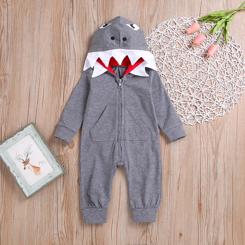 Newborn Kids Baby Girl Boy Shark Hoodie Costume Clothes Romper Jumpsuit Outfits