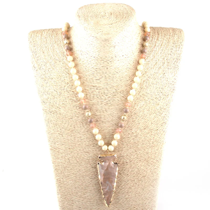 Free Shipping Fashion Halsband Beige Beads Knotted Neck Arrowhead Pendant Necklace
Free Shipping Fashion Halsband Beige Beads Knotted Neck Arrowhead Pendant Necklace