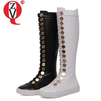 ZVQ woman shoes winter warm new fashion metal decoration genuine leather zip knee high boots outside comfortable round toe shoes
ZVQ woman shoes winter warm new fashion metal decoration genuine leather zip knee high boots outside comfortable round toe shoes