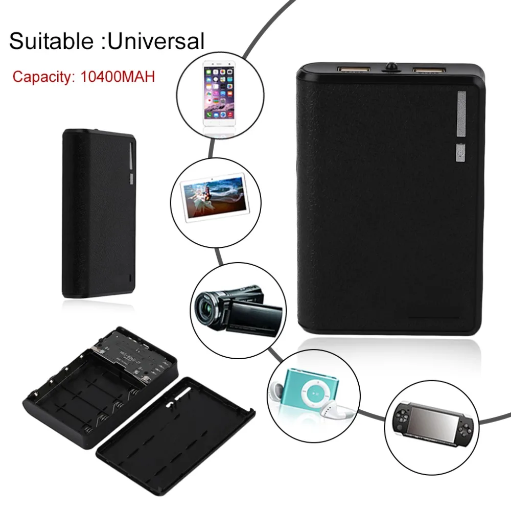 Portable Size 4*18650 Battery External Power Bank Mobile Phone Battery Charger Suitable For iPhone for 10400MAH(NO Battery)
Portable Size 4*18650 Battery External Power Bank Mobile Phone Battery Charger Suitable For iPhone for 10400MAH(NO Battery)