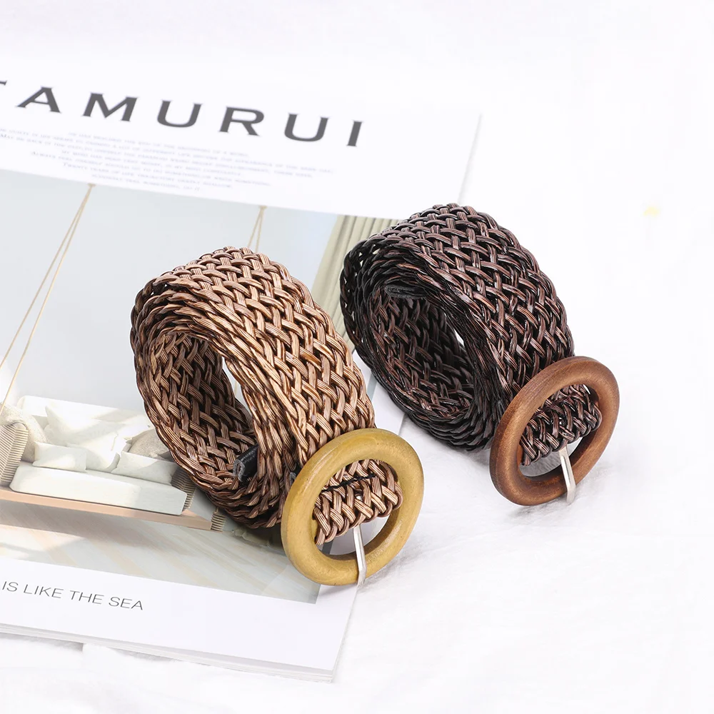 Round Wooden Buckle Dress Belt For Women Casual Female Braided Wide Strap Female Designer Woven Girls Elastic PP Straw Belts
Round Wooden Buckle Dress Belt For Women Casual Female Braided Wide Strap Female Designer Woven Girls Elastic PP Straw Belts
