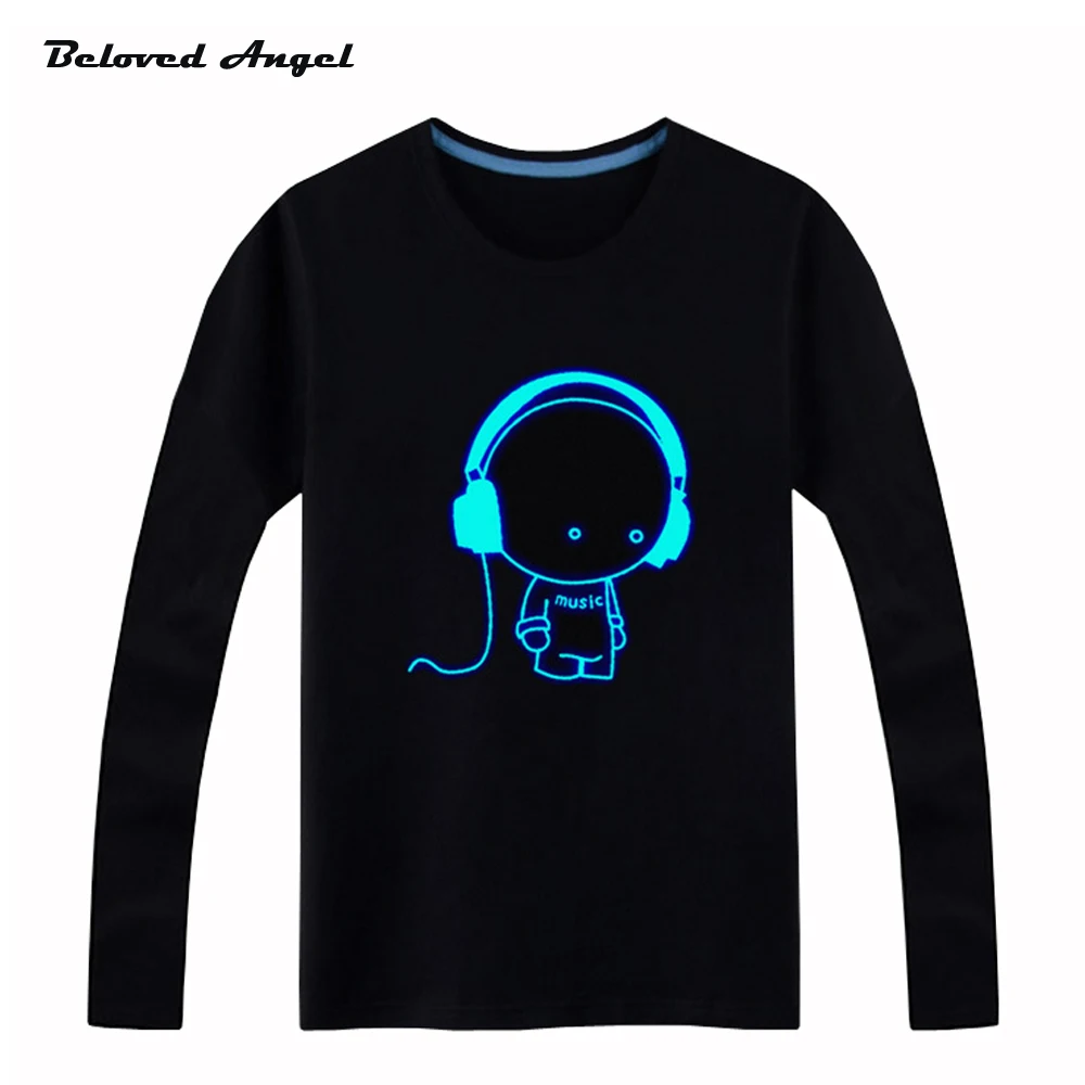 

Beloved Angel Blu-ray New Design Kids Long Sleeves Tees Neon Print Shine Children Boys Girls T Shirt Darkness Luminous Clothing