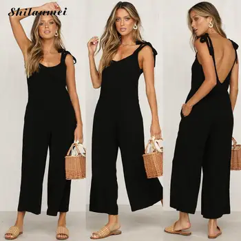 2019 Summer Jumpsuit Sleeveless Backless Sexy Long Playsuit V Neck Long Pant Straight Holiday Casual Solid Jumpsuit
2019 Summer Jumpsuit Sleeveless Backless Sexy Long Playsuit V Neck Long Pant Straight Holiday Casual Solid Jumpsuit