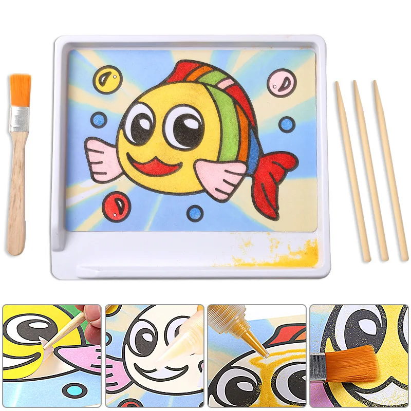 12 шт. детские наборы DIY для рисования песком Подарочная коробка с пузырьками и