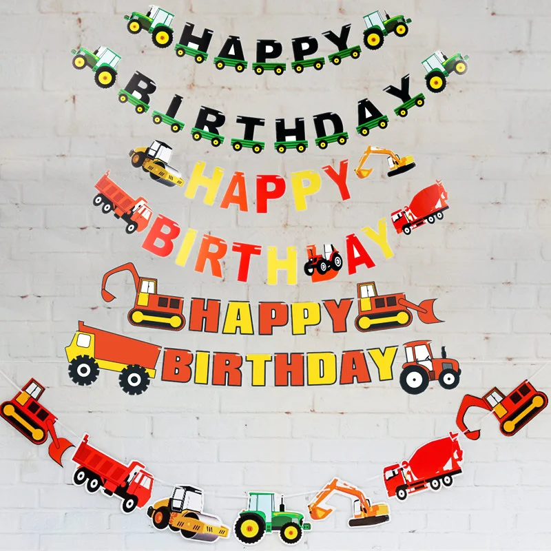 Lovely tractor excavator Construction vehicle Pennant cartoon cars Birthday party paper flags for happy birthday party supplies
Lovely tractor excavator Construction vehicle Pennant cartoon cars Birthday party paper flags for happy birthday party supplies