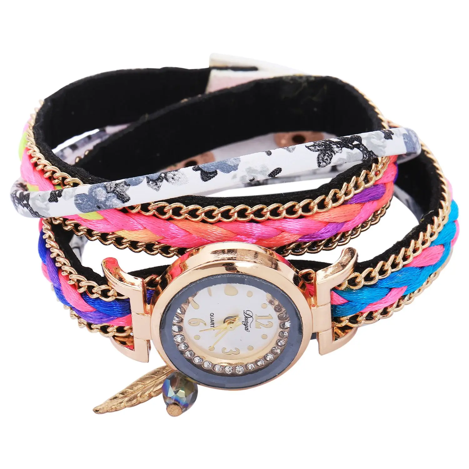Duoya Brand Luxury Ladies Quartz Watch Leaf Vintage Women Bracelet Wristwatch Handmade Braided Colorful Fashion Girl Clock, D1
Duoya Brand Luxury Ladies Quartz Watch Leaf Vintage Women Bracelet Wristwatch Handmade Braided Colorful Fashion Girl Clock, D1