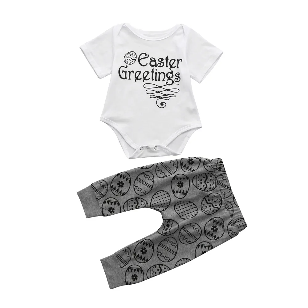 2018 Easter Cute Infant Baby Boys Girl Easter Eggs Letter Print Short Sleeve Romper Jumpsuit Pants Set Outfits Easter Greetings
2018 Easter Cute Infant Baby Boys Girl Easter Eggs Letter Print Short Sleeve Romper Jumpsuit Pants Set Outfits Easter Greetings