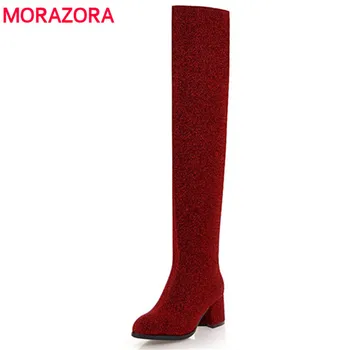 MORAZORA big size sequined cloth over the knee boots autumn winter round toe high heel women boots square heel knight boots
MORAZORA big size sequined cloth over the knee boots autumn winter round toe high heel women boots square heel knight boots