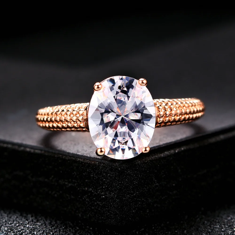 Top Quality Four Claw Oval CZ Crystal Rose Gold Color Wedding Ring Made with Austrian Crystals Wholesale R427 R428
Top Quality Four Claw Oval CZ Crystal Rose Gold Color Wedding Ring Made with Austrian Crystals Wholesale R427 R428
