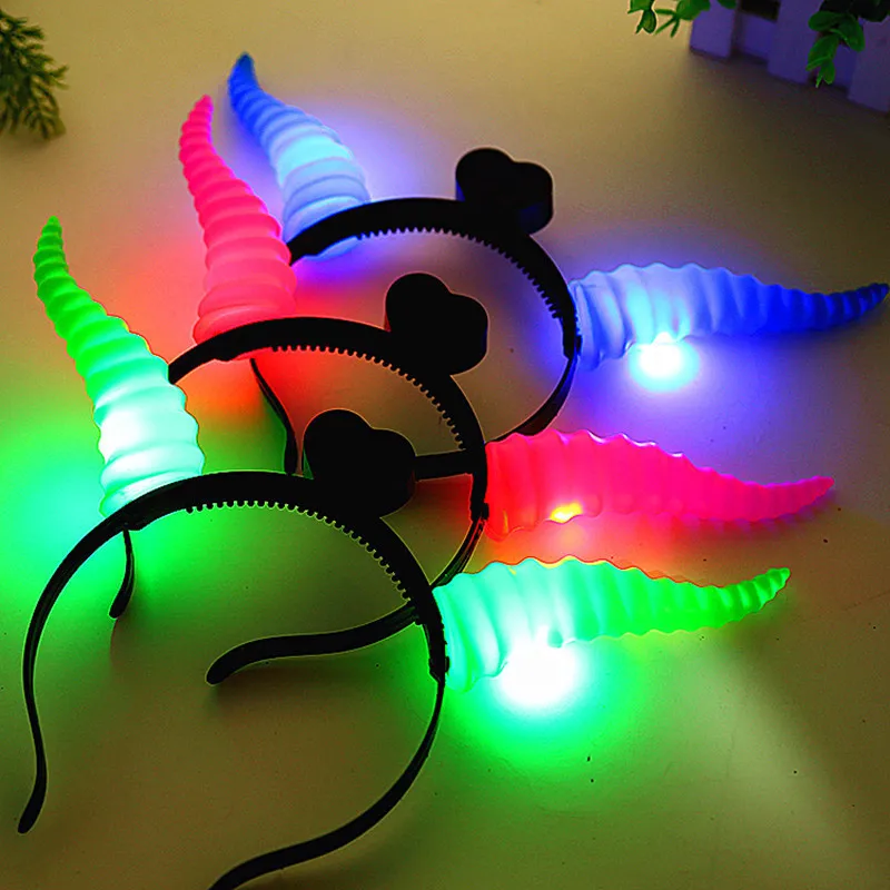 

Hot Sale 1 Pcs Colorful LED Horns Glow Flashing Antelope Horn Christmas Hair Accessories Light Up Toys Party Supplies