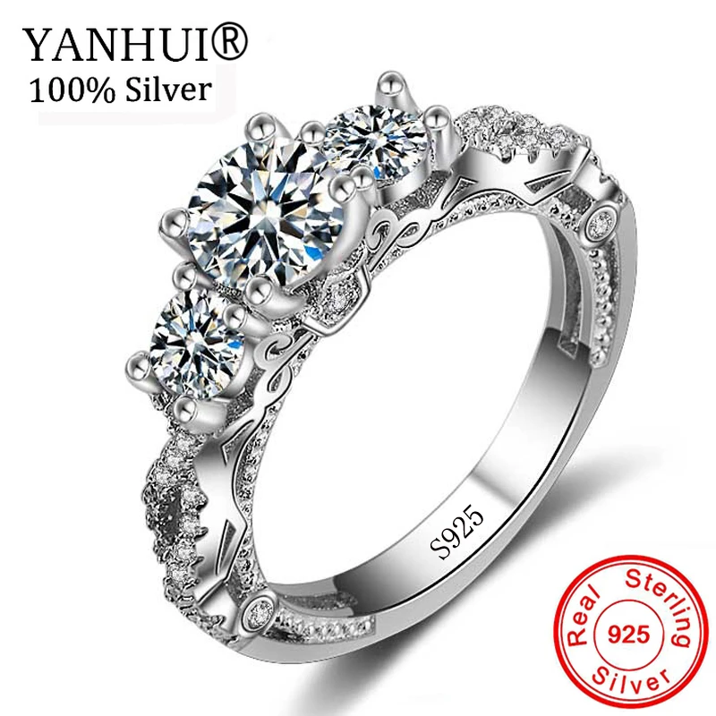 YANHUI 100% Real 925 Sterling Silver Ring Classic Wedding Ring Cubic Zircon Fashion Jewelry Rings For Women Bride Gifts RK011
YANHUI 100% Real 925 Sterling Silver Ring Classic Wedding Ring Cubic Zircon Fashion Jewelry Rings For Women Bride Gifts RK011