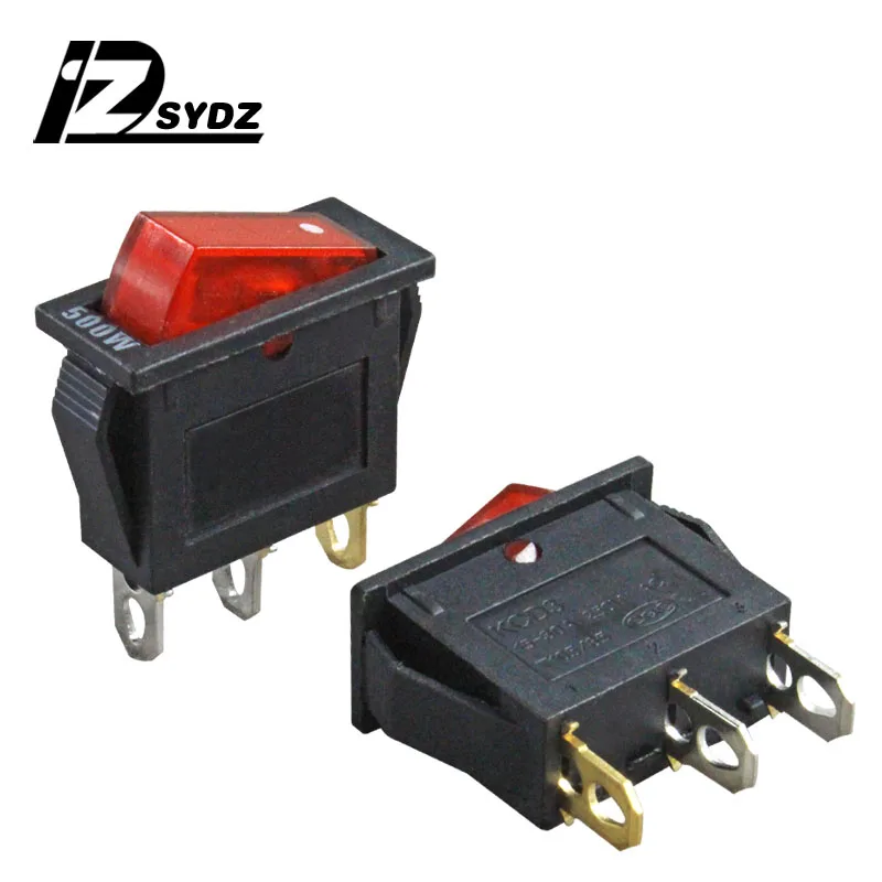 KCD3 500 Вт черный переключатель типа лодки 26x20 мм 15A250V 3 контактный 2 зубчатый для