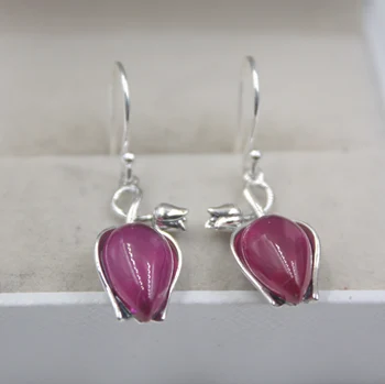 Real Sterling S925 Silver Dangle Earrings Hook Red Corundum Flower For Women Ladies Girl 28*10mm Earrings Drop
Real Sterling S925 Silver Dangle Earrings Hook Red Corundum Flower For Women Ladies Girl 28*10mm Earrings Drop