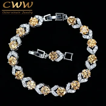 CWWZircons Fashion Created Gemstone Jewelry Round Cut Champagne Yellow Crystal Bracelets & Bangles Gift for Women CB182
CWWZircons Fashion Created Gemstone Jewelry Round Cut Champagne Yellow Crystal Bracelets & Bangles Gift for Women CB182