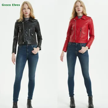 Women New Fashion Red Soft Pu Leather Jackets Biker & Motor Faux Leather Coat Red Black Slim Fur Jacket with Pocket Female 2019
Women New Fashion Red Soft Pu Leather Jackets Biker & Motor Faux Leather Coat Red Black Slim Fur Jacket with Pocket Female 2019