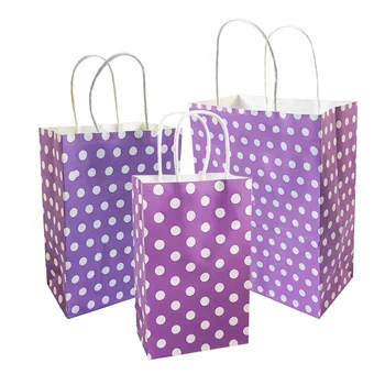 10 Pcs/lot Party Gift Paper Bag Shopping Bags DIY Multifunction Dot Purple Kraft Paper Bag With Handles 3 Size 
10 Pcs/lot Party Gift Paper Bag Shopping Bags DIY Multifunction Dot Purple Kraft Paper Bag With Handles 3 Size
