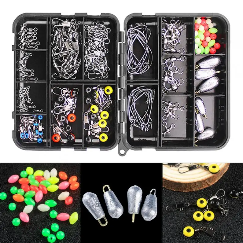 160pcs Fishing Accessories Kit Including Crank Hook Swivel Fishing Connector Luminous Fishing Beads with Fishing Tackle Box
160pcs Fishing Accessories Kit Including Crank Hook Swivel Fishing Connector Luminous Fishing Beads with Fishing Tackle Box