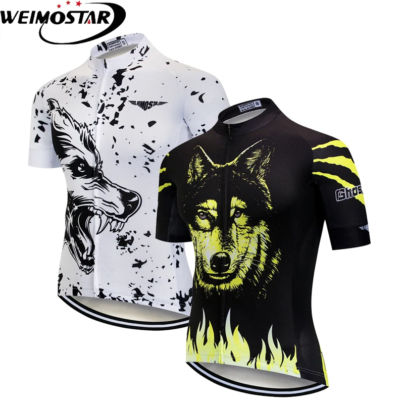 Мужская велосипедная рубашка WEIMOSTAR Ropa Ciclismo Maillot на молнии цвет черный белый