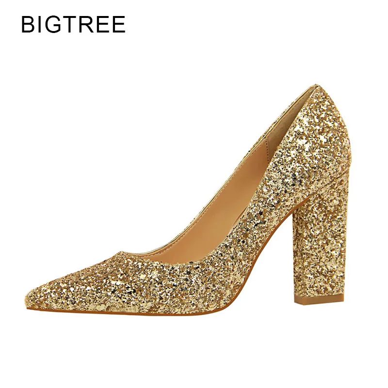 BigTree New Wedding Shoes High Heels Gold Silver Women Pumps 2018 Special Sequins Stable Thick Heel Pointed Toe Female Size34-39
BigTree New Wedding Shoes High Heels Gold Silver Women Pumps 2018 Special Sequins Stable Thick Heel Pointed Toe Female Size34-39