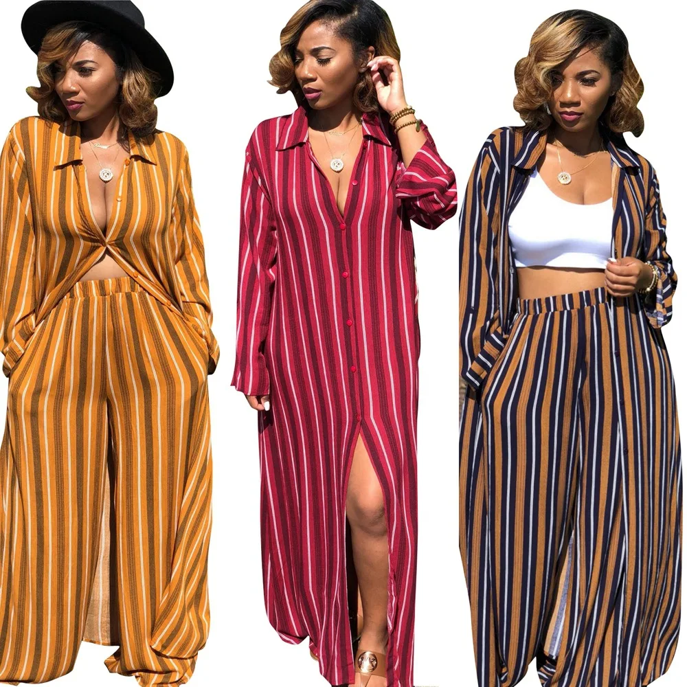 Striped Chiffon 2 Piece Set Women Loose X-Long Tops + Wide Leg Pants Suits Casual Summer Outfits Two Piece Matching Sets
Striped Chiffon 2 Piece Set Women Loose X-Long Tops + Wide Leg Pants Suits Casual Summer Outfits Two Piece Matching Sets