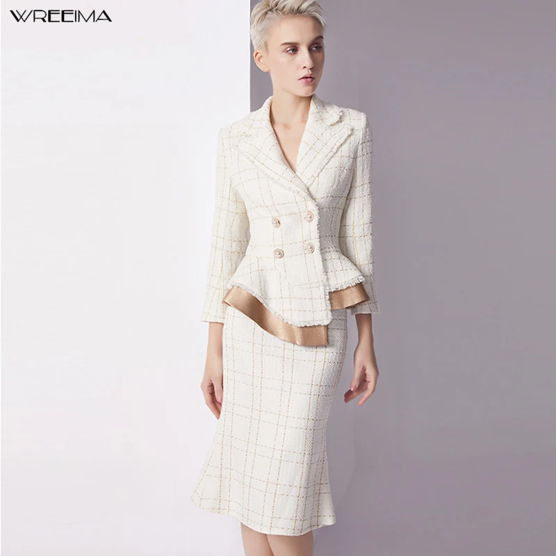 wreeima fashion skirt suits plaid temperament suit Double Breasted Irregular Blazer+mermaid skirt OL women skirt suits
wreeima fashion skirt suits plaid temperament suit Double Breasted Irregular Blazer+mermaid skirt OL women skirt suits