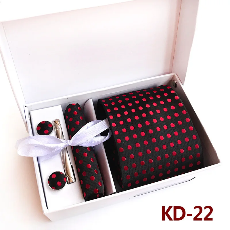 24 Designs Classic Men's Red Dot Jacquard Woven Silk Necktie Handkerchief Cufflinks for Business Wedding Party with Gift Box
24 Designs Classic Men's Red Dot Jacquard Woven Silk Necktie Handkerchief Cufflinks for Business Wedding Party with Gift Box