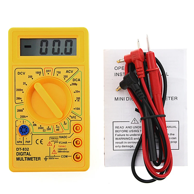 Digital Multimeter LCD DC AC Voltmeter Ammeter Ohm Professional DT832 Ttransistor Tester Tools
Digital Multimeter LCD DC AC Voltmeter Ammeter Ohm Professional DT832 Ttransistor Tester Tools