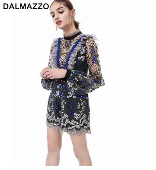 DALMAZZO 2017 Spring High-end Design Women Perspective Embroidery Lace Dresses Ladies Long Sleeve Patchwork Sexy Short Dress
DALMAZZO 2017 Spring High-end Design Women Perspective Embroidery Lace Dresses Ladies Long Sleeve Patchwork Sexy Short Dress