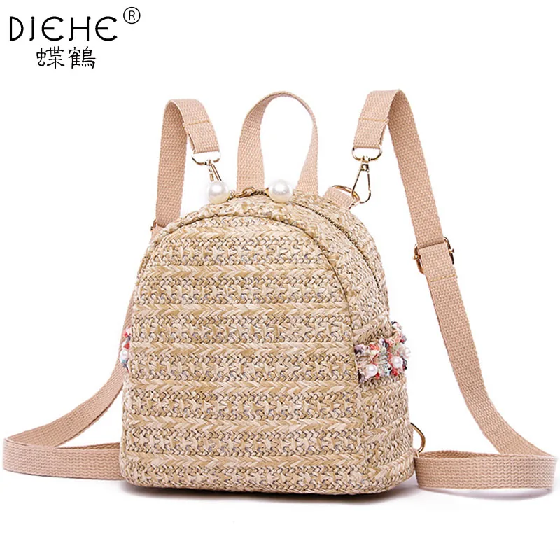 Fashion Pearl Straw Backpack Women Teenager Girls Small School Backpack Travel Mini Shoulder Bag Schoolbags Chic Backpack Female
Fashion Pearl Straw Backpack Women Teenager Girls Small School Backpack Travel Mini Shoulder Bag Schoolbags Chic Backpack Female