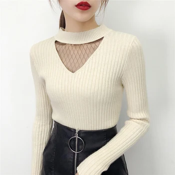 LYJMTDBK Women's Pullover 2018 Solid Color V-neck Sexy Slim Lace Sweater Bottoming Shirt Fashion Patchwork Openwork Knit Top
LYJMTDBK Women's Pullover 2018 Solid Color V-neck Sexy Slim Lace Sweater Bottoming Shirt Fashion Patchwork Openwork Knit Top