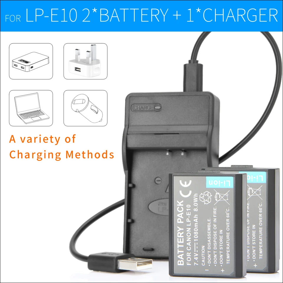 2x LP-E10 LP E10 LPE10 Camera Battery Bateria Batterie + LC-E10 Charger For CANON 1100D 1200D 1300D Rebel T3 T5 KISS X50 X70
2x LP-E10 LP E10 LPE10 Camera Battery Bateria Batterie + LC-E10 Charger For CANON 1100D 1200D 1300D Rebel T3 T5 KISS X50 X70