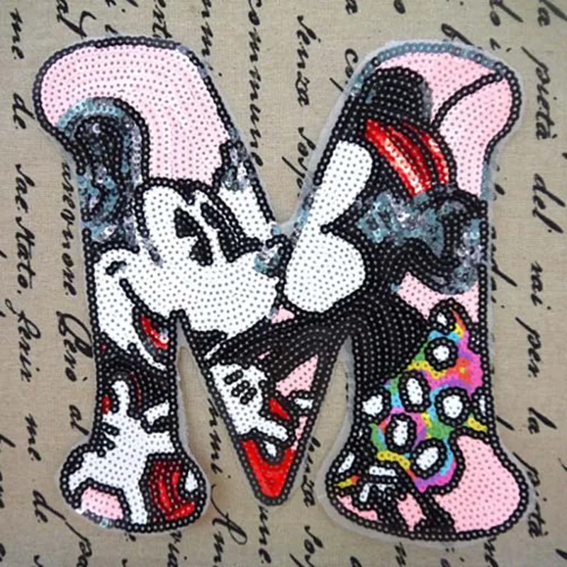 Sequins cartoon M Mickey patches for clothing down coat, jacket men, men jeans, women jeans, t shirt, blusas, skirt, snapback 
Sequins cartoon M Mickey patches for clothing down coat, jacket men, men jeans, women jeans, t shirt, blusas, skirt, snapback