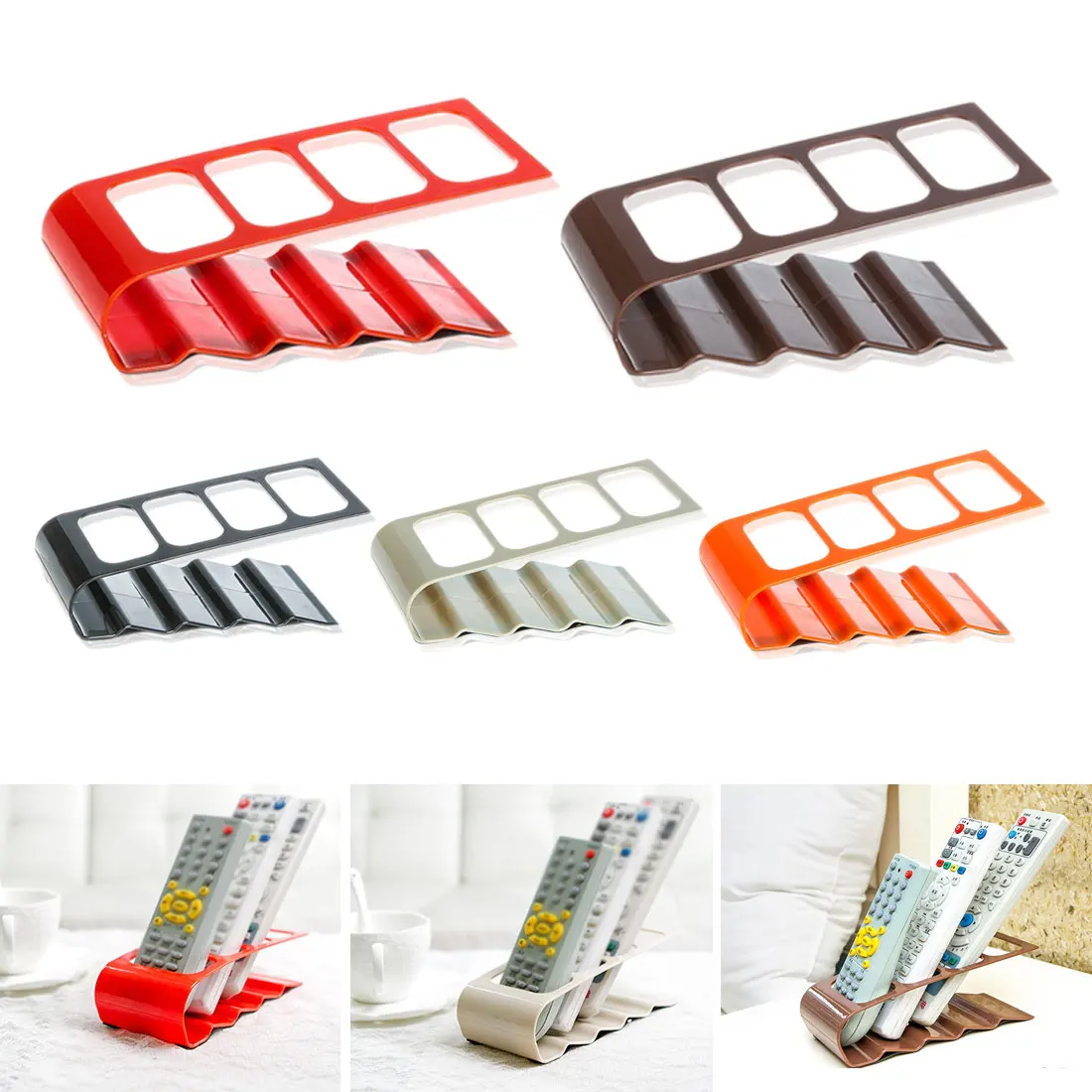 

Practical Storage Holder Rack 4 Section Remote Storage Rack TV DVD VCR Step Remote Control Phone Holder Stand Storage Organiser