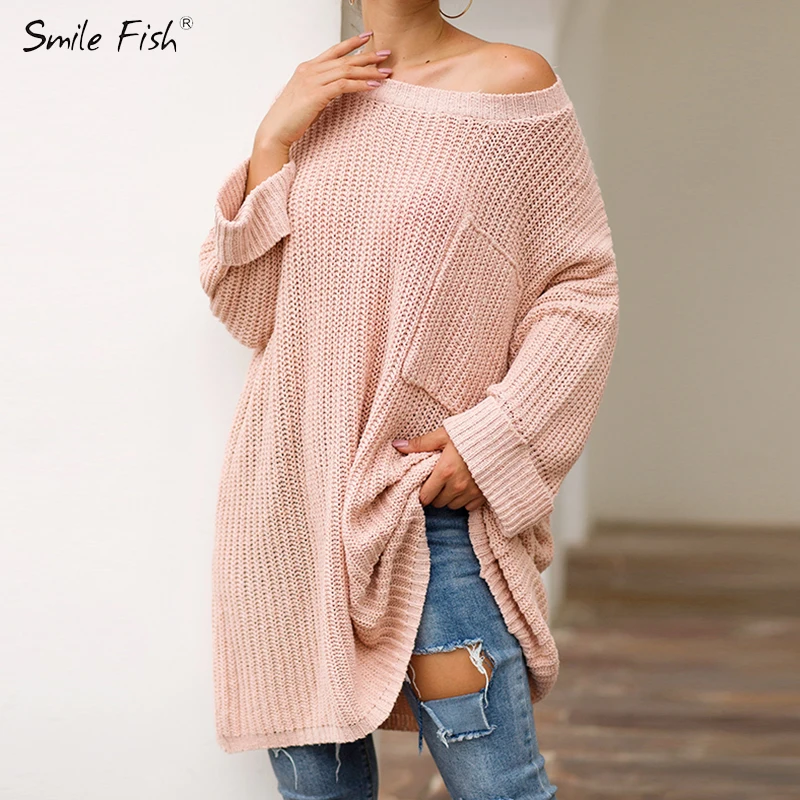 Women Autumn Long Sweaters Casual Ladies Pullovers Lazy Style Sweater Off Shoudler Loose Dress Pocket Knitted Outwears GV698
Women Autumn Long Sweaters Casual Ladies Pullovers Lazy Style Sweater Off Shoudler Loose Dress Pocket Knitted Outwears GV698